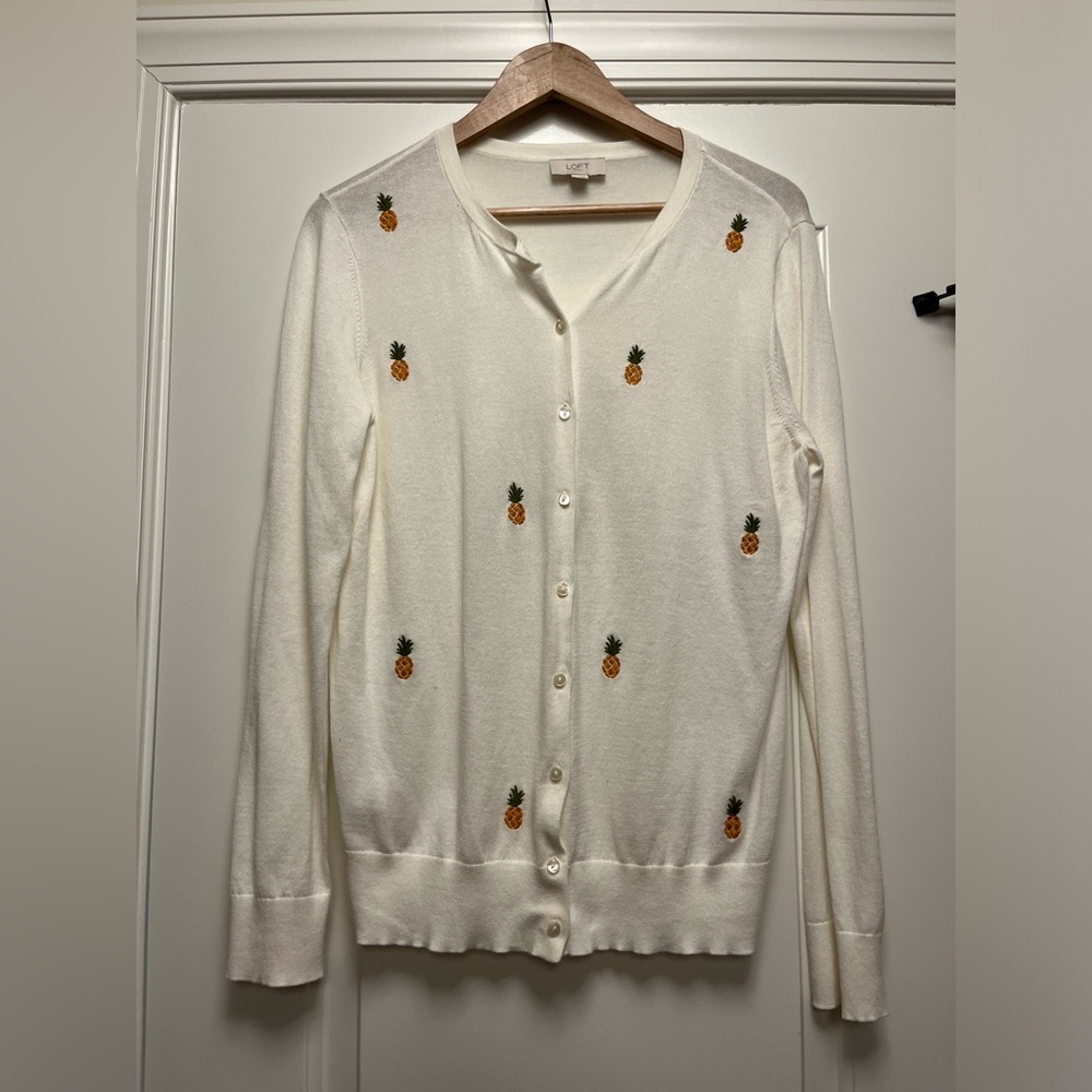 NWOT Loft pineapple cardigan